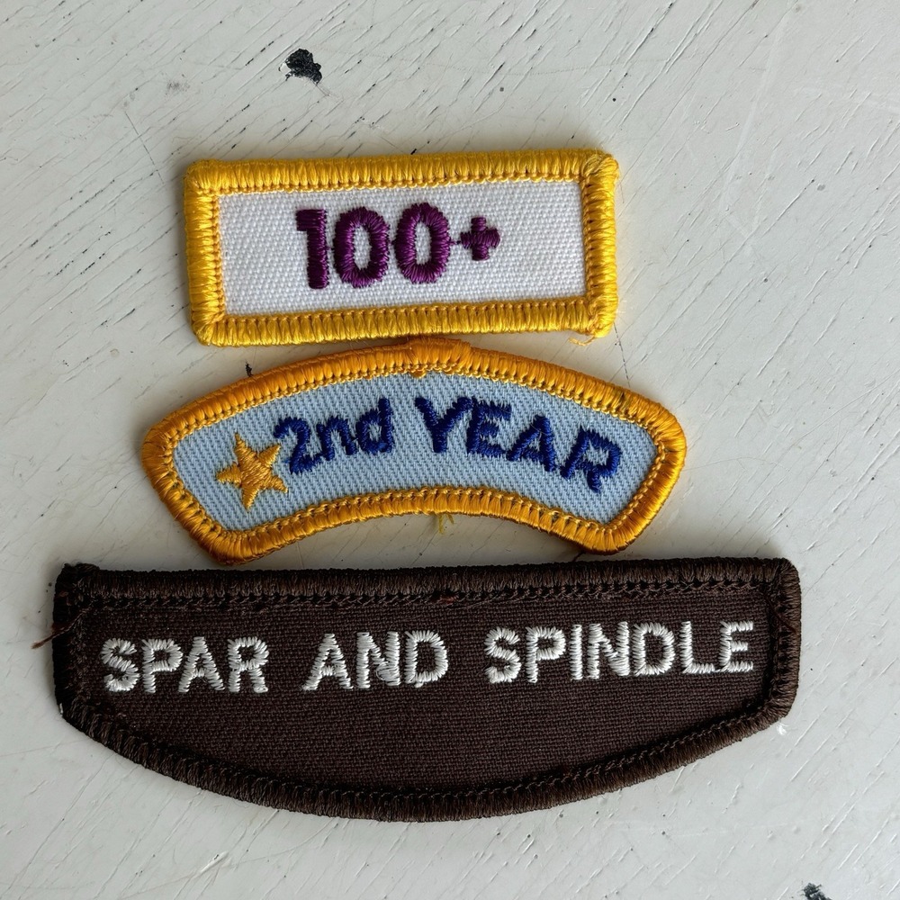 Girl Scouts GSA Patches Badges Lot Of 3 And Pin Spar Spindle 100 Activity Second